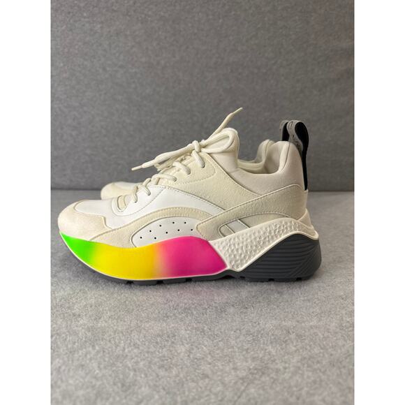 Stella McCartney Eclypse Rainbow Sole Sneakers White Neoprene Size 37 NWOT - Picture 2 of 7